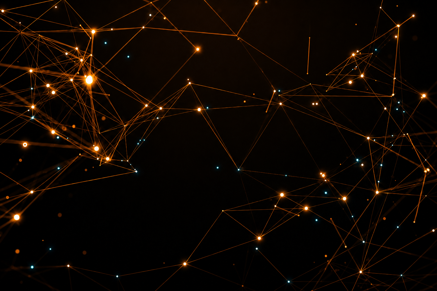 A web of glowing connections in the dark, several links broken